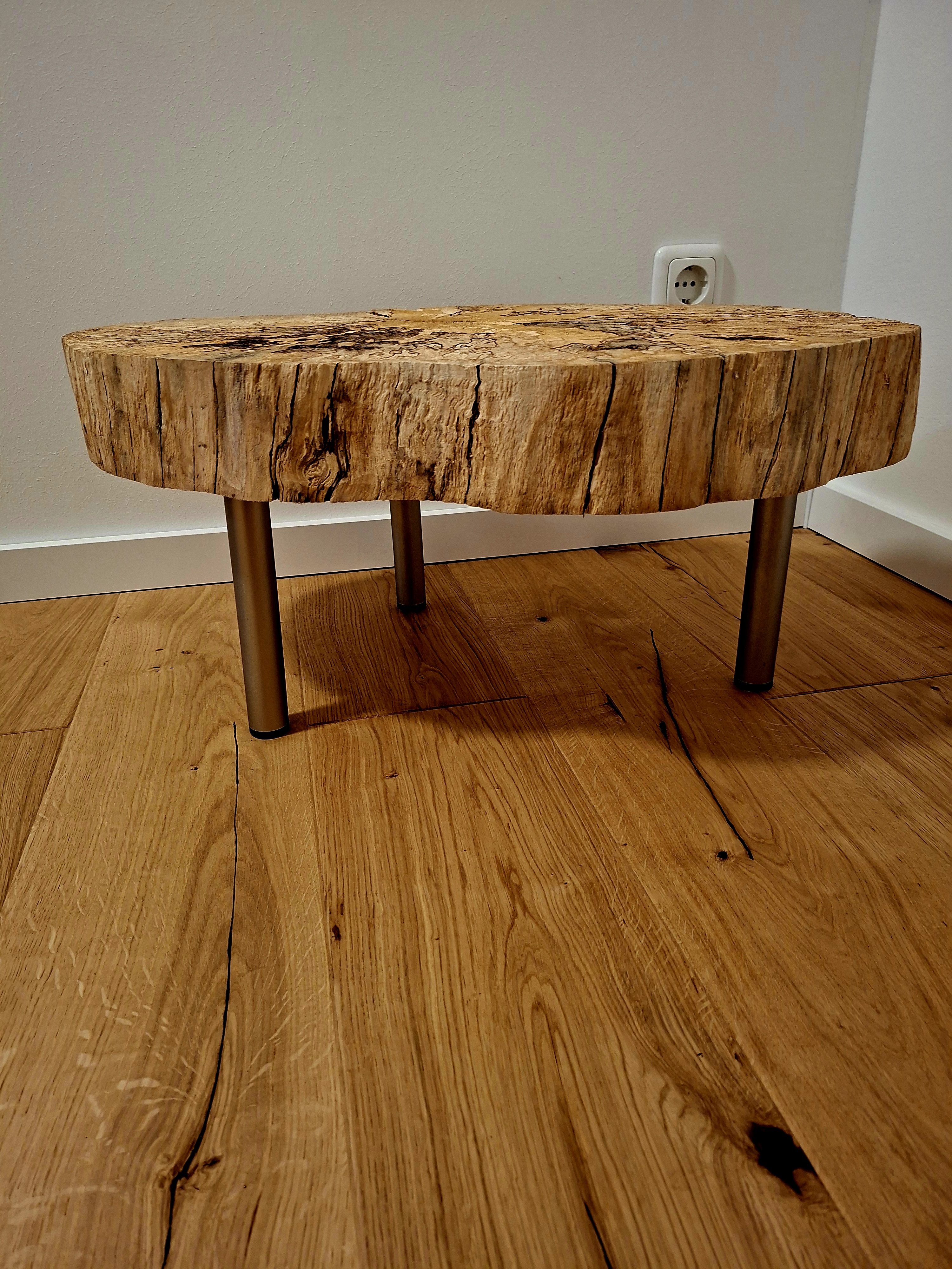 Couchtisch Baumscheibe Buche Eiche Robinie Akazie Beistelltisch massiv Holz 